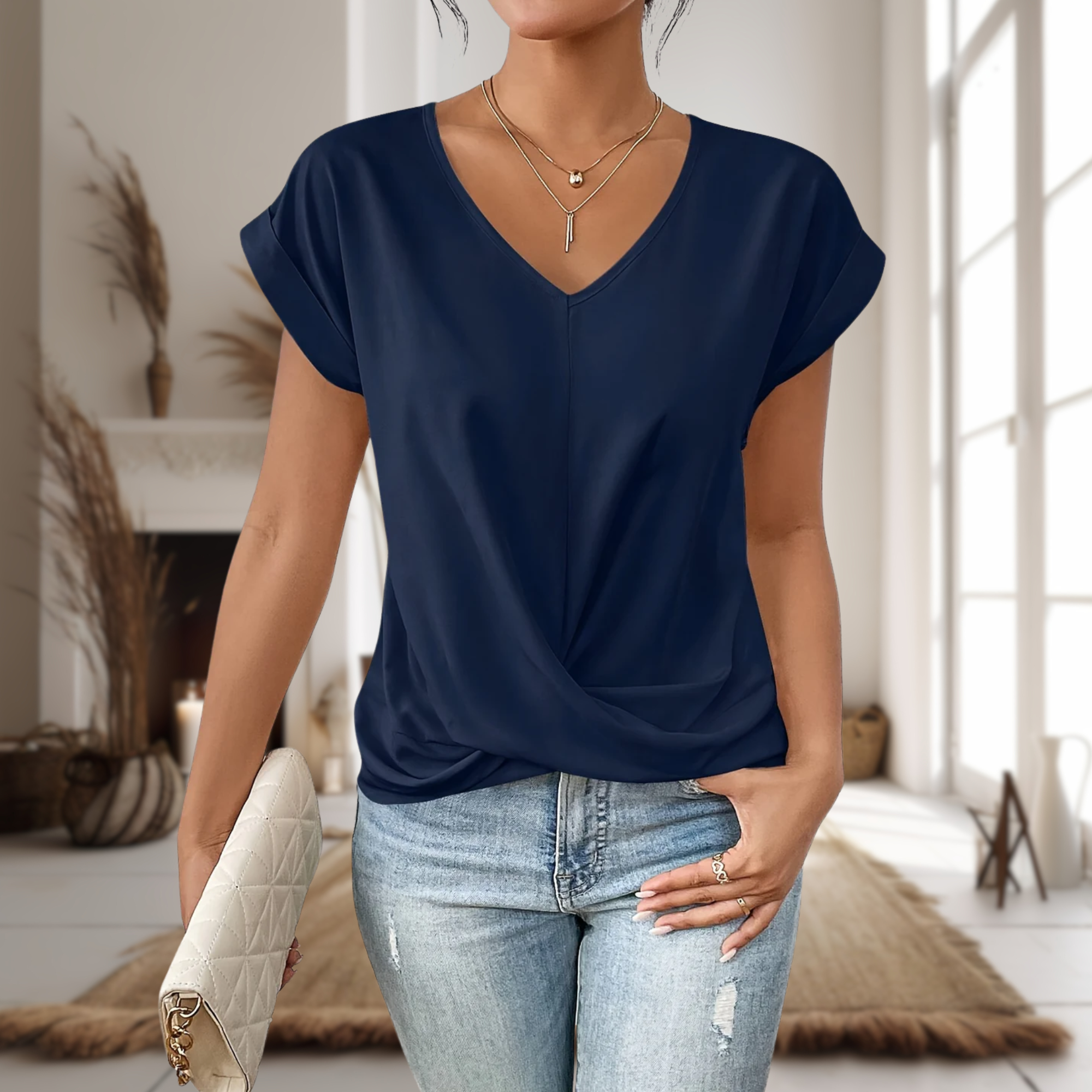 Camiseta Mujer | Escote Corazón con Ajuste Ligero y Elástico