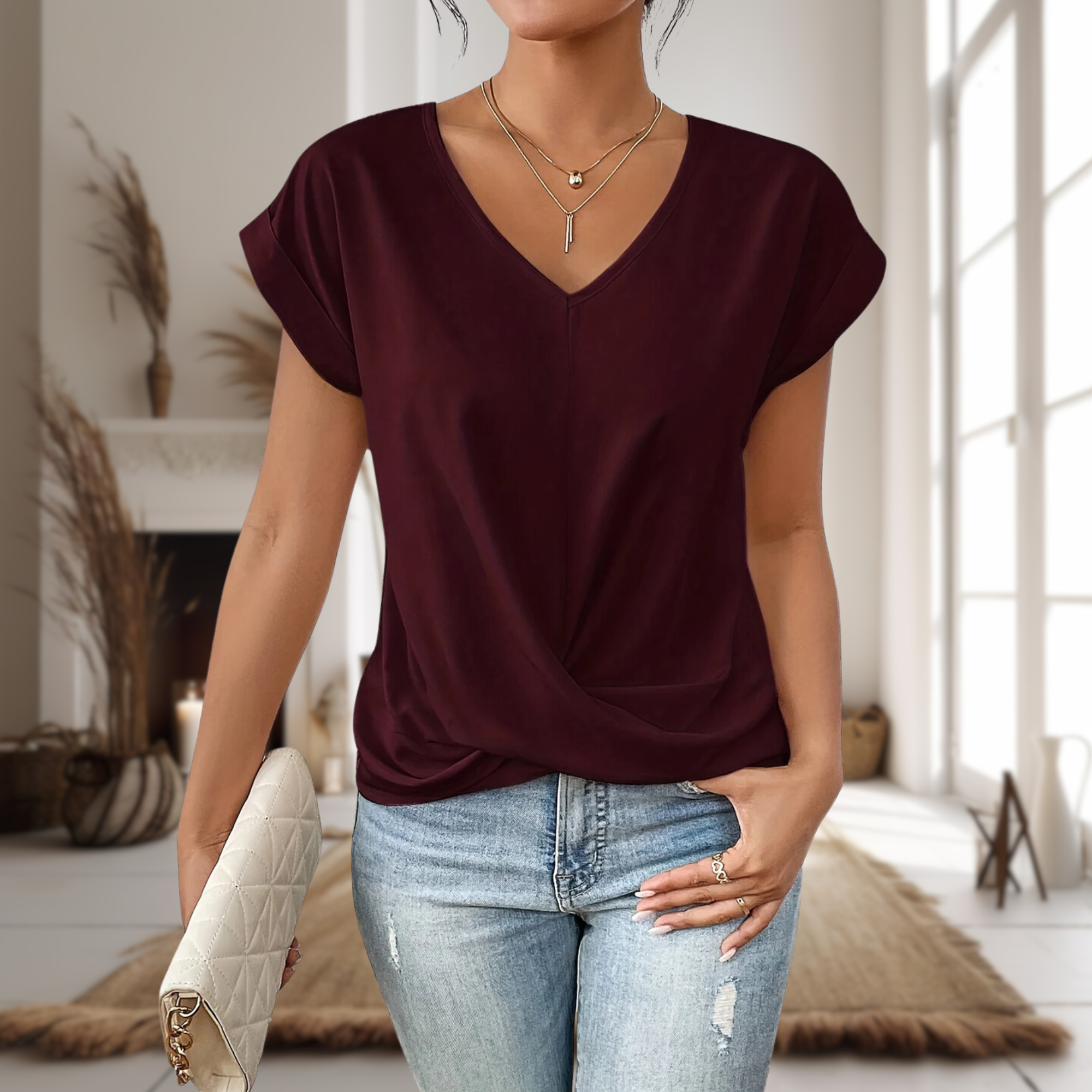 Camiseta Mujer | Escote Corazón con Ajuste Ligero y Elástico