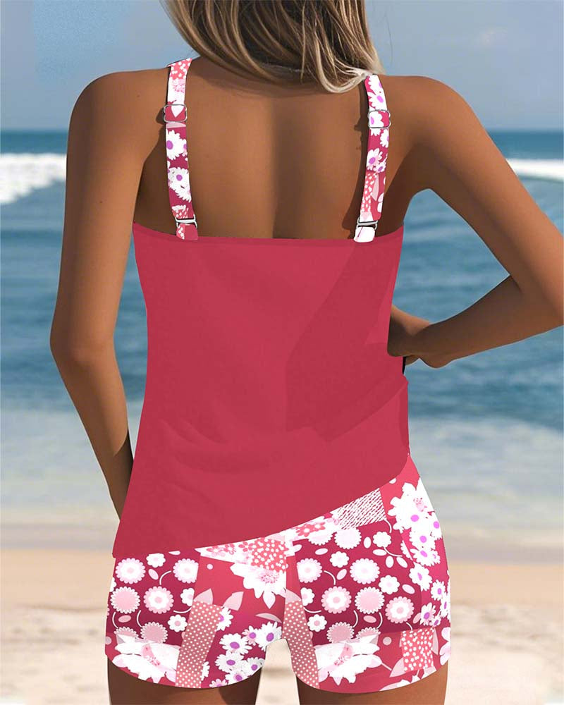 Traje de Baño Mujer | Conjunto Dos Piezas con Shorts Florales