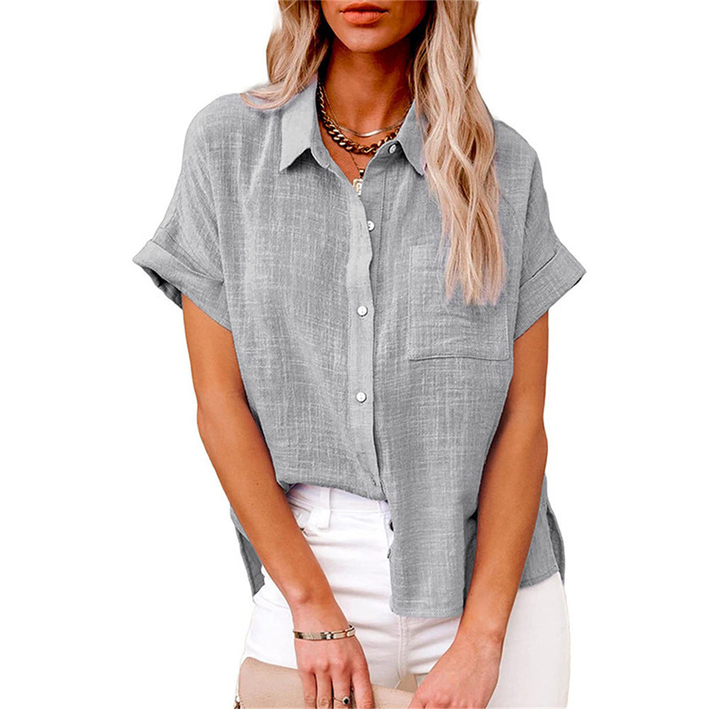 Blusa mujer | manga corta con botones y cuello clásico