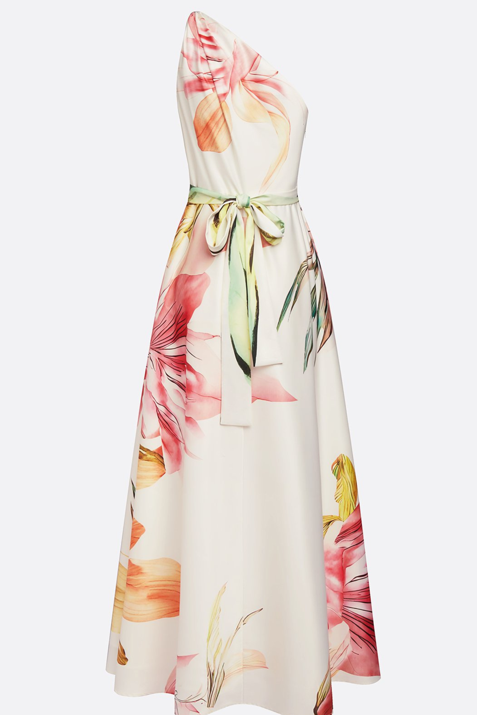 Vestido Mujer Maxi | Hombro Asimétrico con Falda Larga y Cinturón