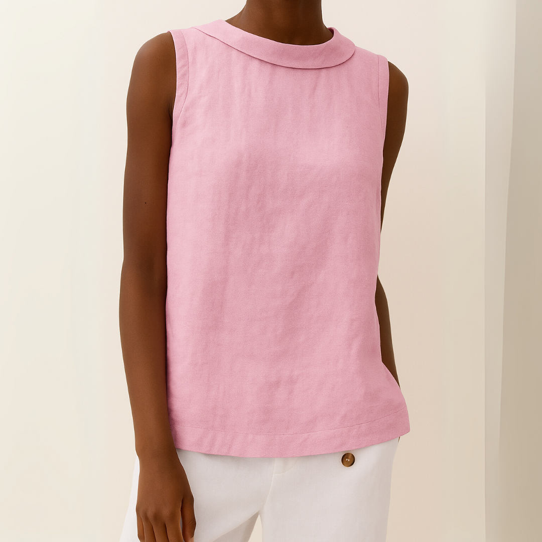 Camiseta Sin Mangas Mujer | Cuello Enrollado y Silueta Ajustada
