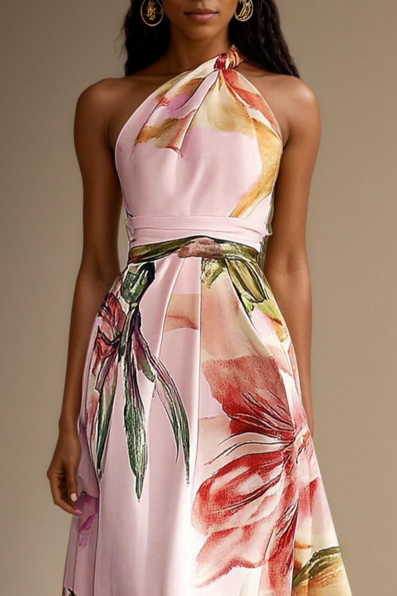 Vestido Mujer Maxi | Hombro Asimétrico con Falda Larga y Cinturón