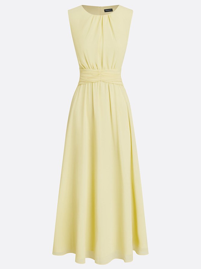 Vestido Mujer Maxi | Silueta A-Line sin mangas cuerpo fruncido