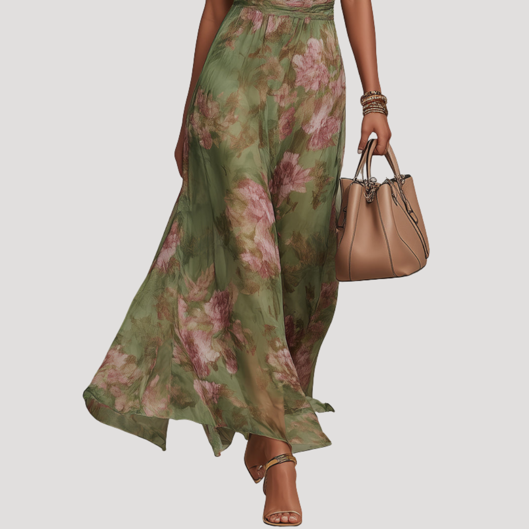 Vestido Mujer Maxi | Escote Halter con Estampado Floral