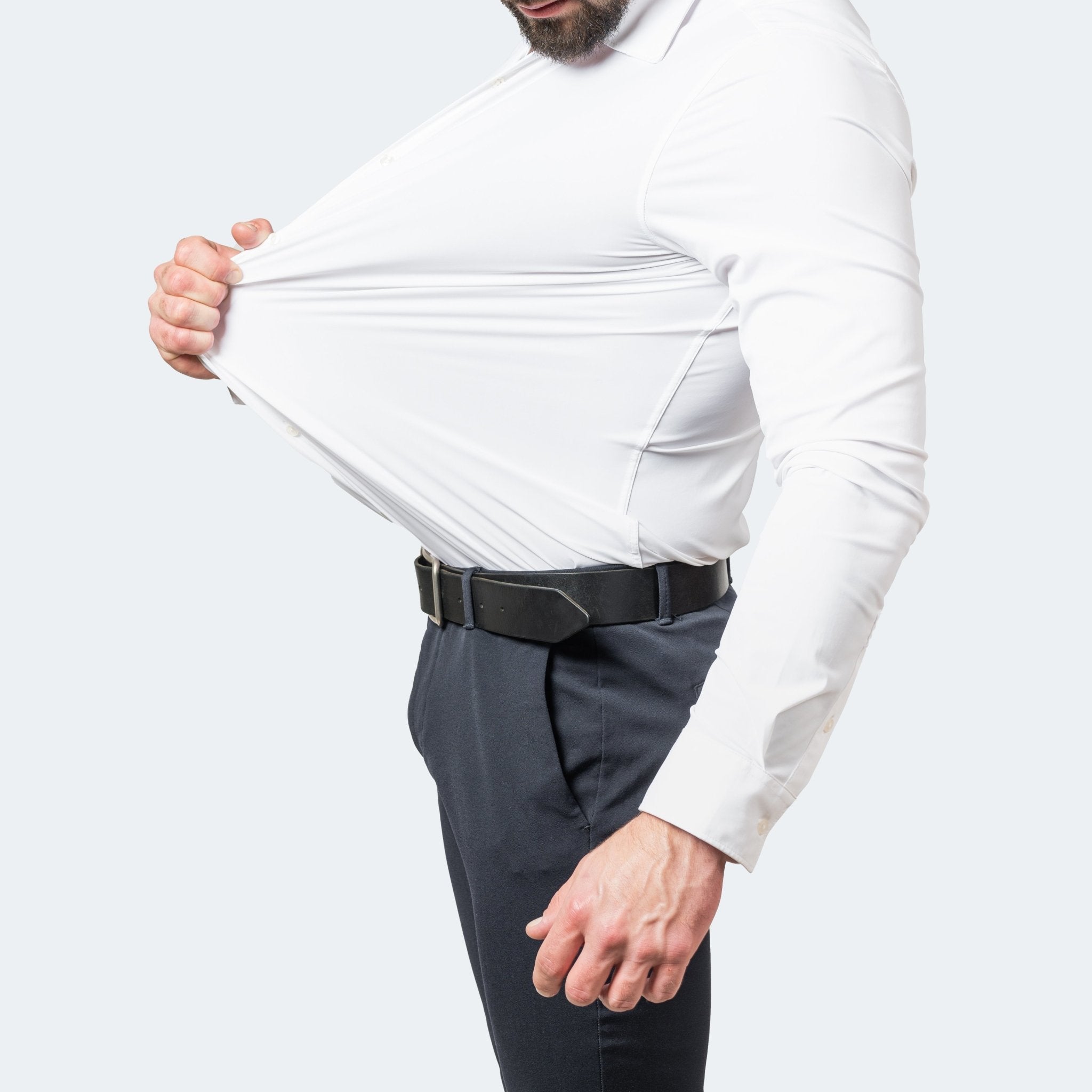 Camiseta Hombre | Corte Ajustado con Cuello Ancho y Manga Larga