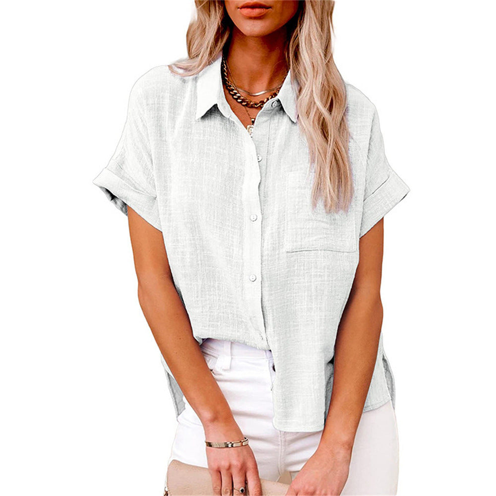 Blusa mujer | manga corta con botones y cuello clásico