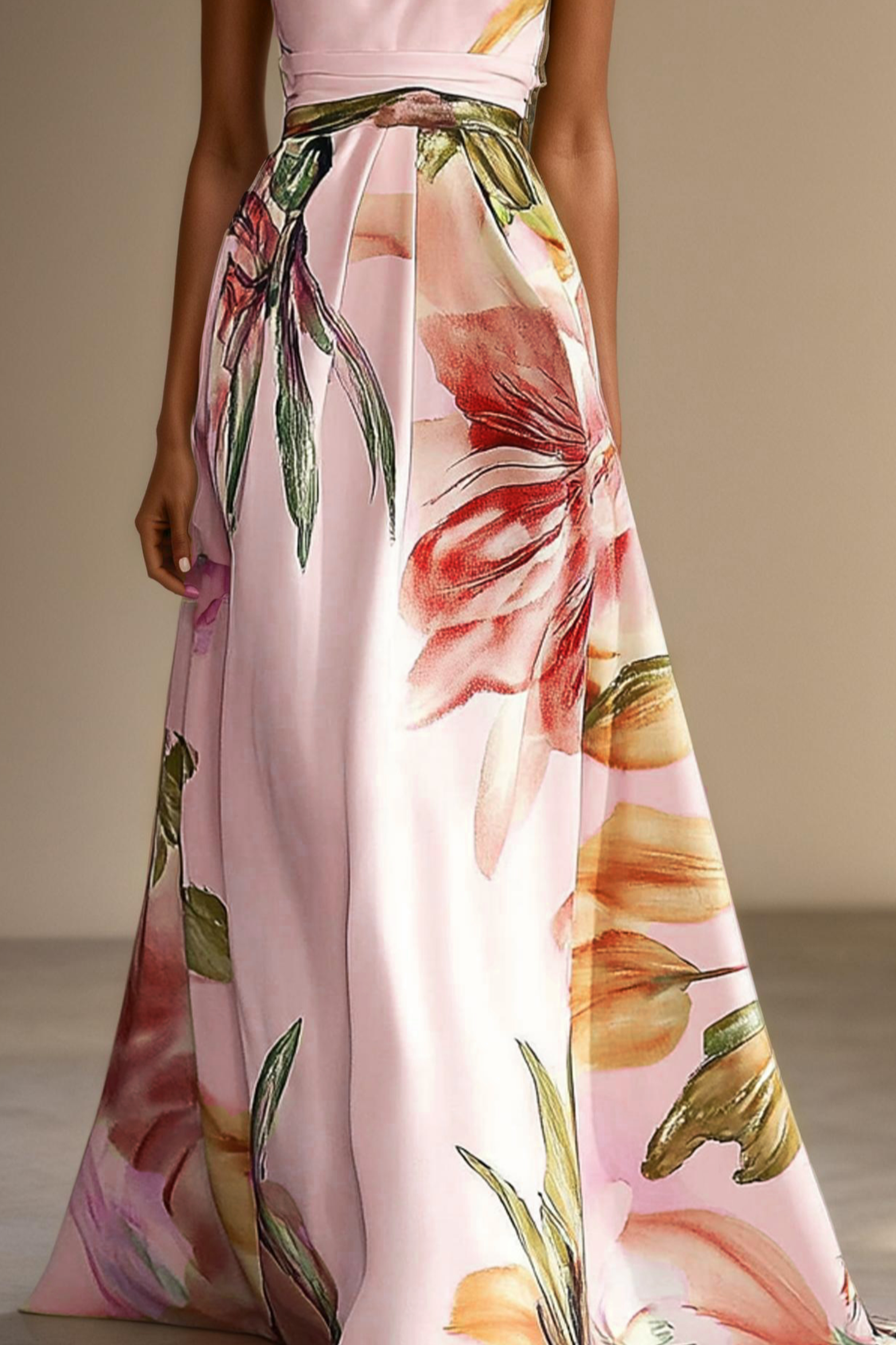Vestido Mujer Maxi | Hombro Asimétrico con Falda Larga y Cinturón