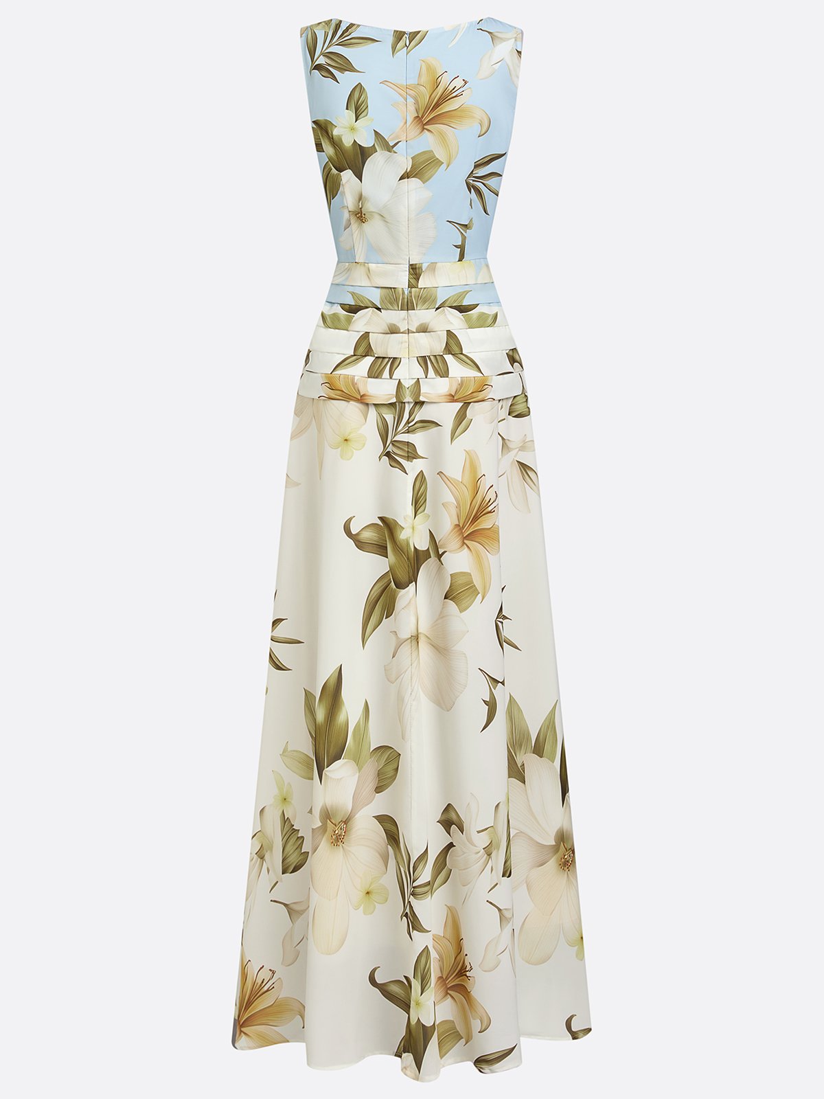 Vestido Mujer Maxi | Cuello Bote Sin Mangas con Cintura Fruncida