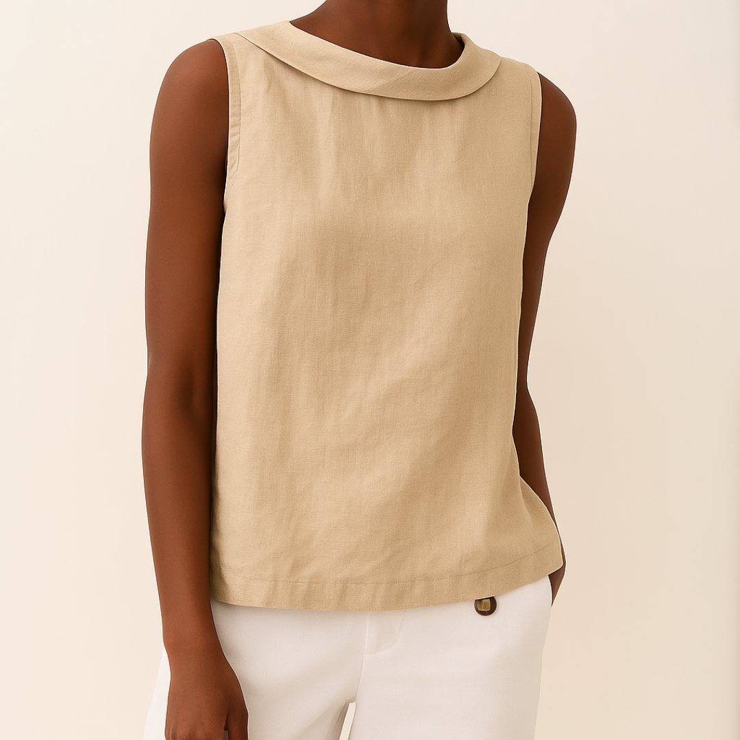 Camiseta Sin Mangas Mujer | Cuello Enrollado y Silueta Ajustada