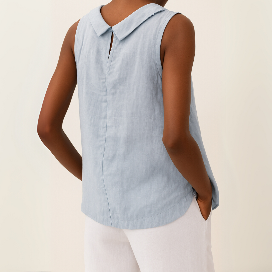 Camiseta Sin Mangas Mujer | Cuello Enrollado y Silueta Ajustada