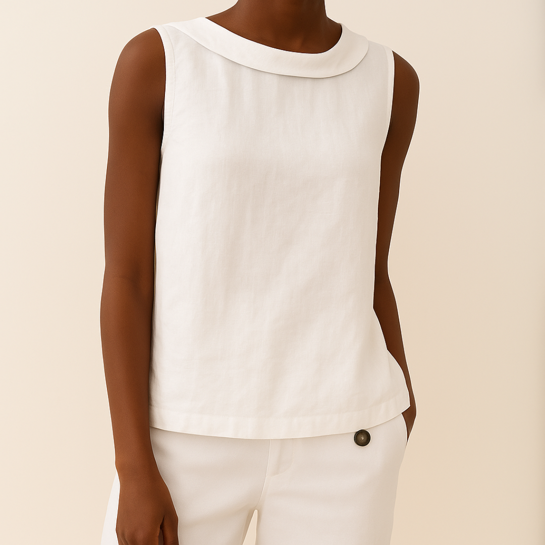 Camiseta Sin Mangas Mujer | Cuello Enrollado y Silueta Ajustada