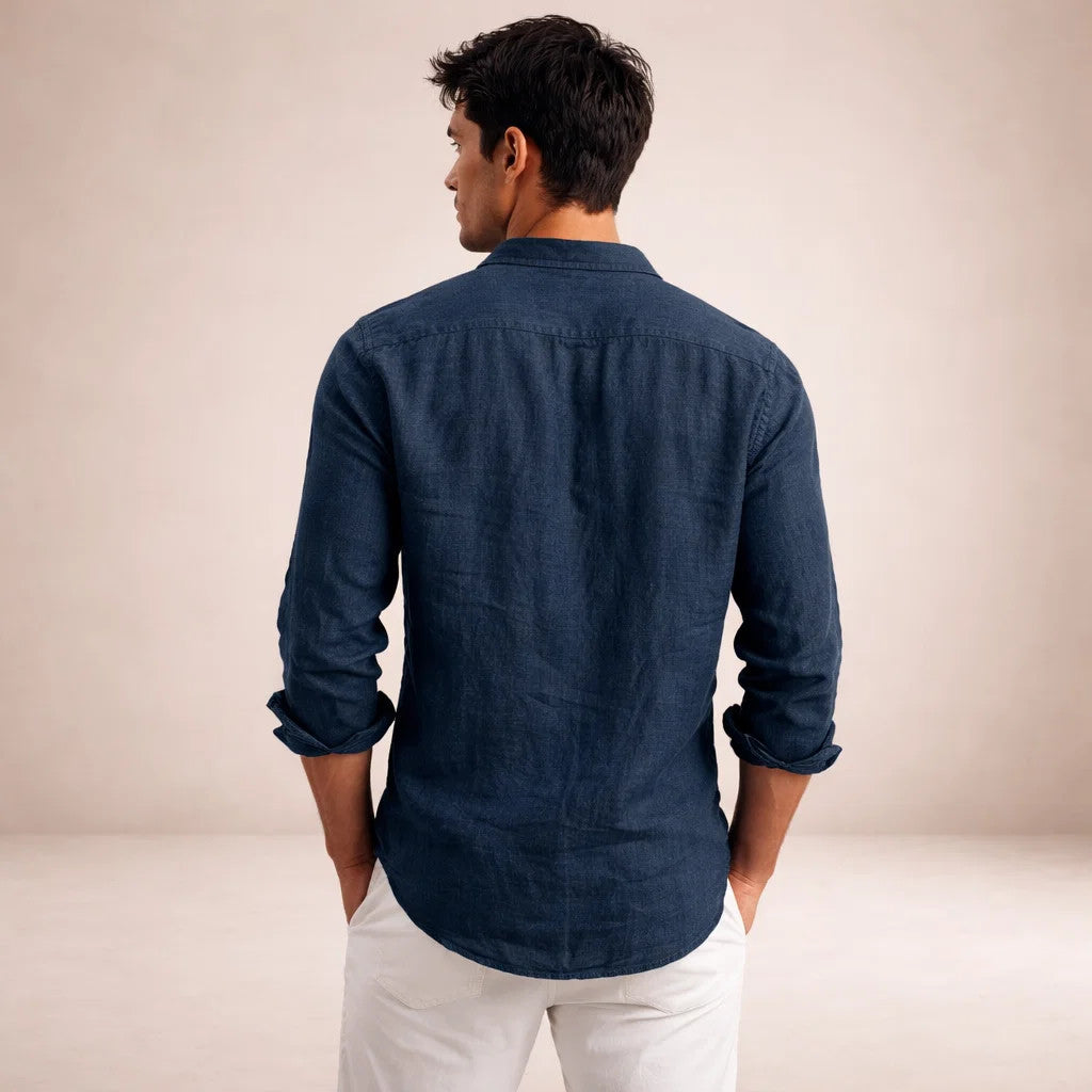 Camisa Hombre | Corte Regular con Cuello Abierto y Manga Larga