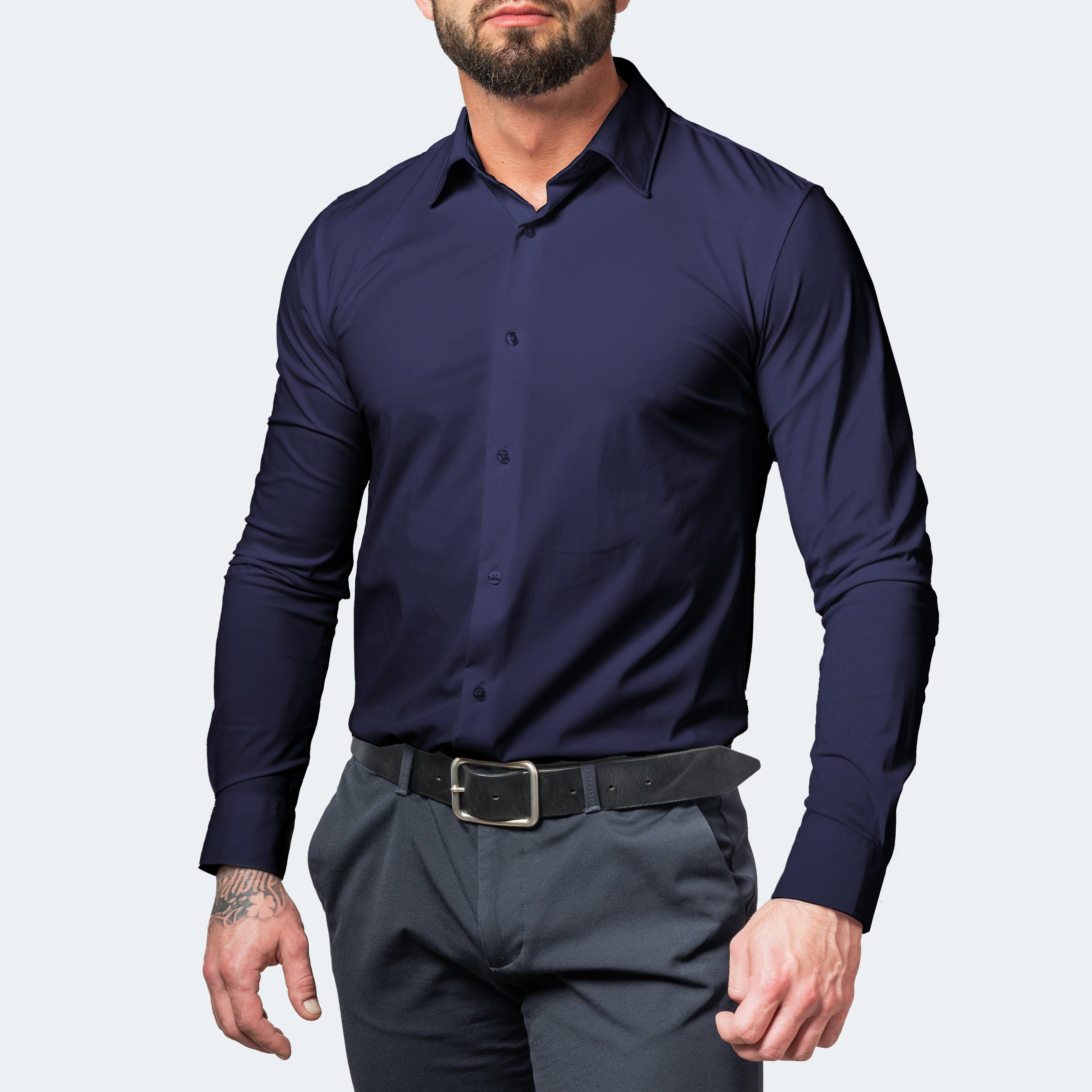 Camiseta Hombre | Corte Ajustado con Cuello Ancho y Manga Larga