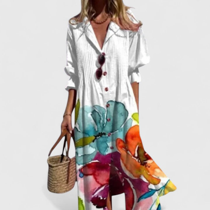 Vestido Mujer Midi | Silueta Holgada Con Cierre De Botones