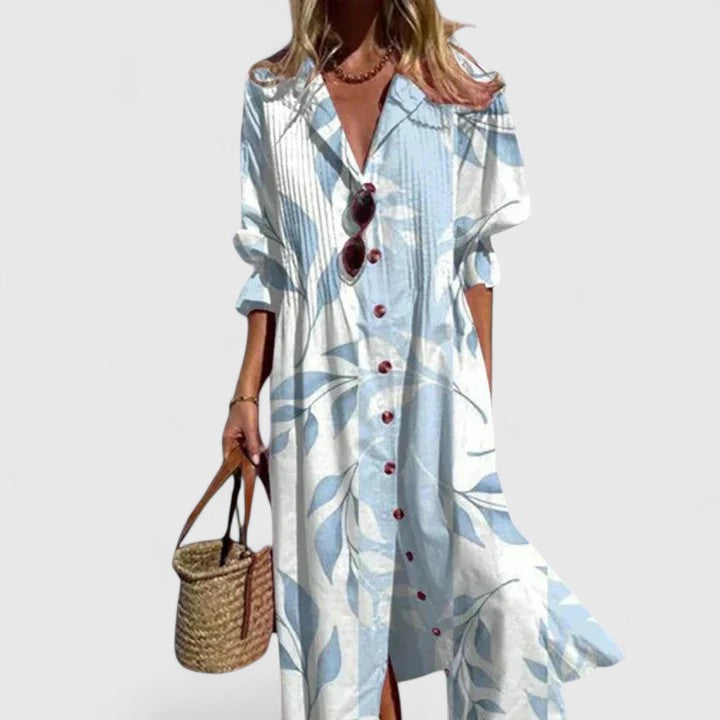 Vestido Mujer Midi | Silueta Holgada Con Cierre De Botones