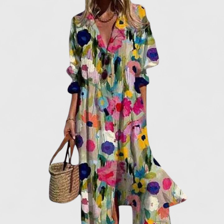 Vestido Mujer Midi | Silueta Holgada Con Cierre De Botones