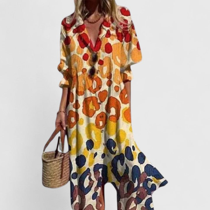 Vestido Mujer Midi | Silueta Holgada Con Cierre De Botones