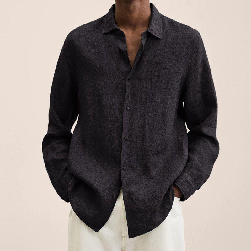 Camisa hombre | manga larga con cuello abierto y cierre frontal
