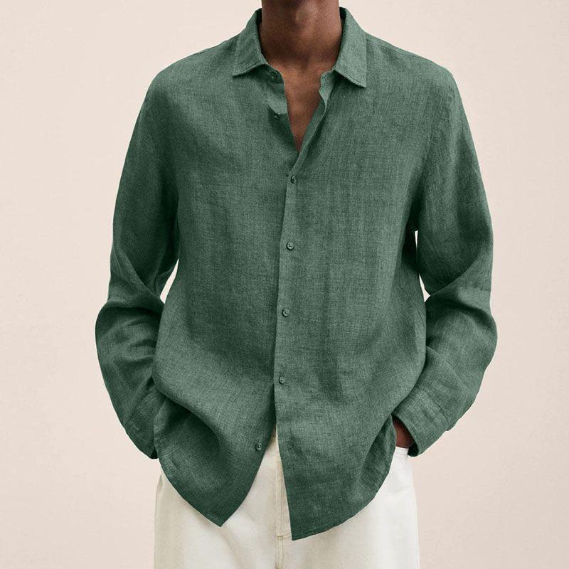 Camisa hombre | manga larga con cuello abierto y cierre frontal