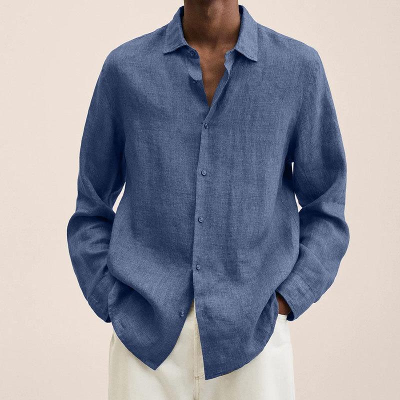 Camisa hombre | manga larga con cuello abierto y cierre frontal