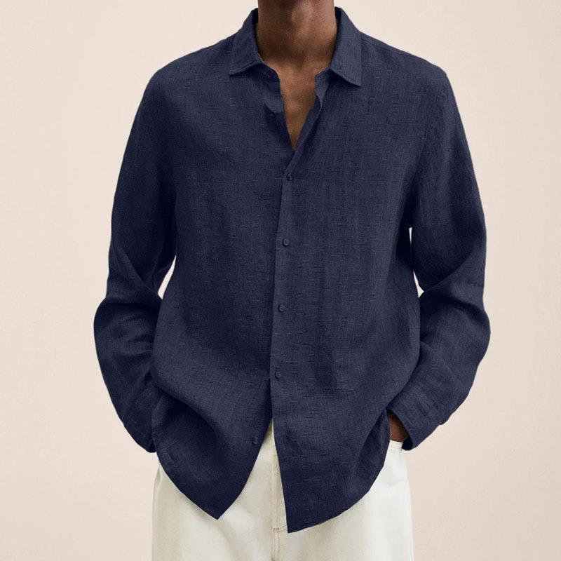 Camisa hombre | manga larga con cuello abierto y cierre frontal