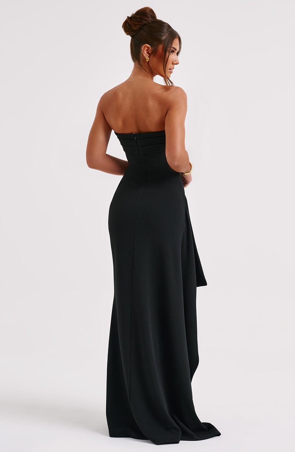 Vestido mujer | sin tirantes con abertura lateral y largo completo
