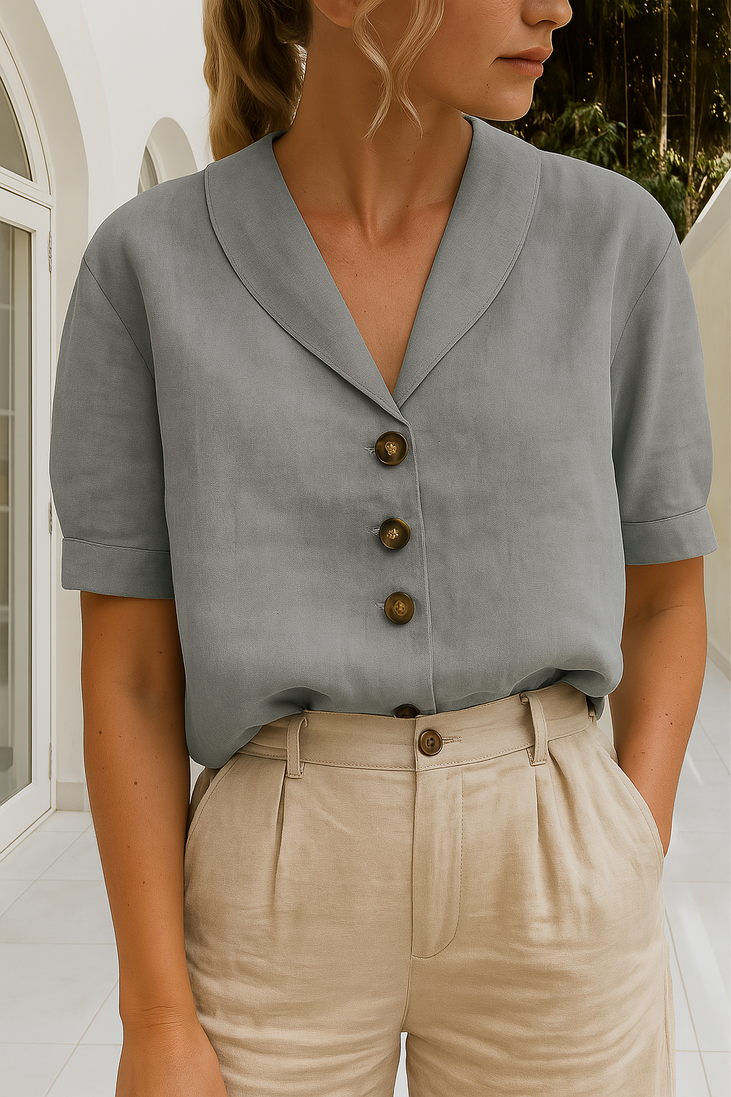 Blusa Mujer | Escote Cruzado con Corte Recto y Ajuste Holgado