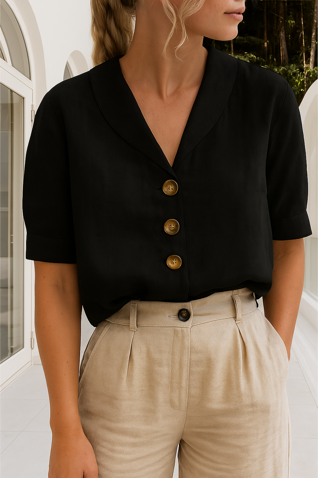Blusa Mujer | Escote Cruzado con Corte Recto y Ajuste Holgado