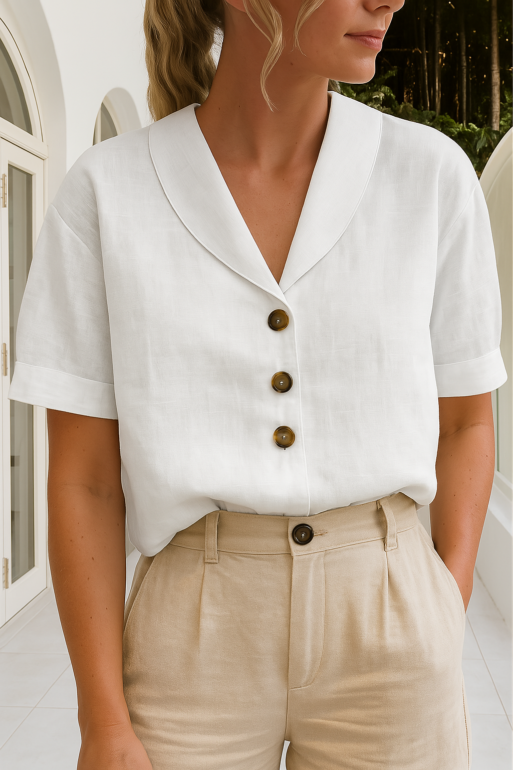 Blusa Mujer | Escote Cruzado con Corte Recto y Ajuste Holgado