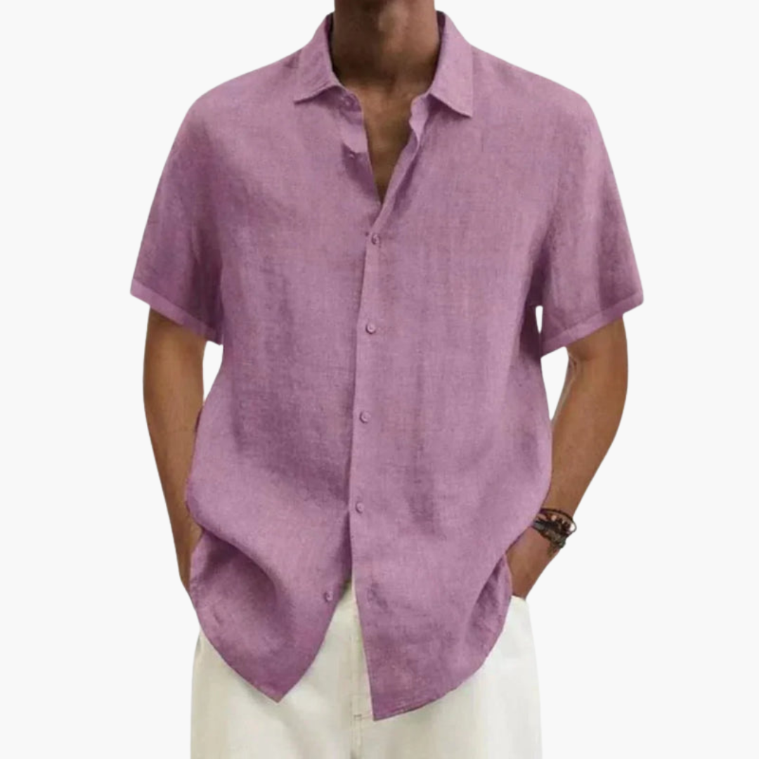 Camisa hombre | manga corta con cuello clásico y cierre frontal