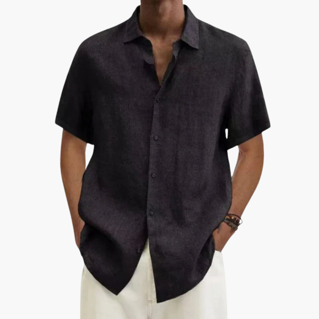 Camisa hombre | manga corta con cuello clásico y cierre frontal