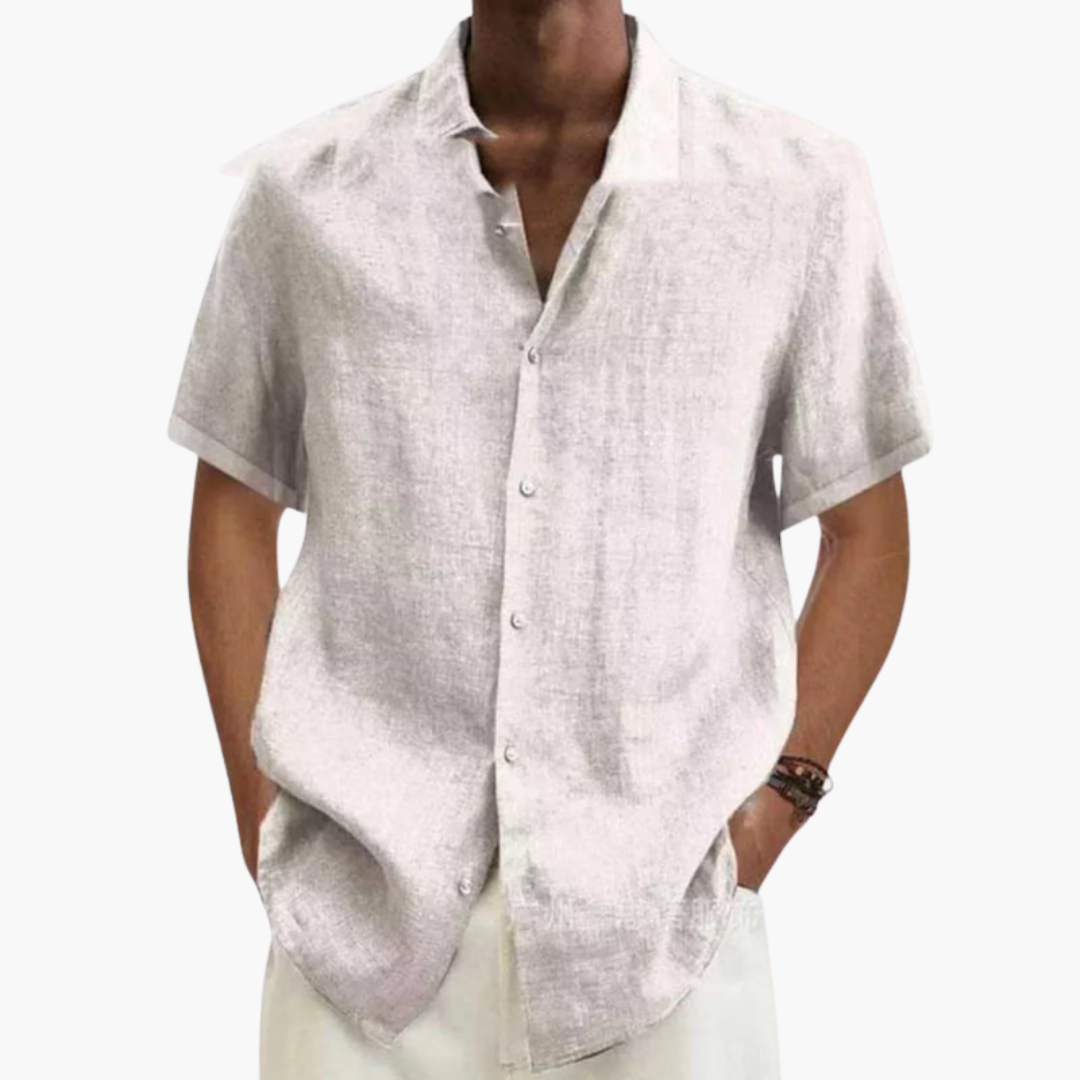 Camisa hombre | manga corta con cuello clásico y cierre frontal