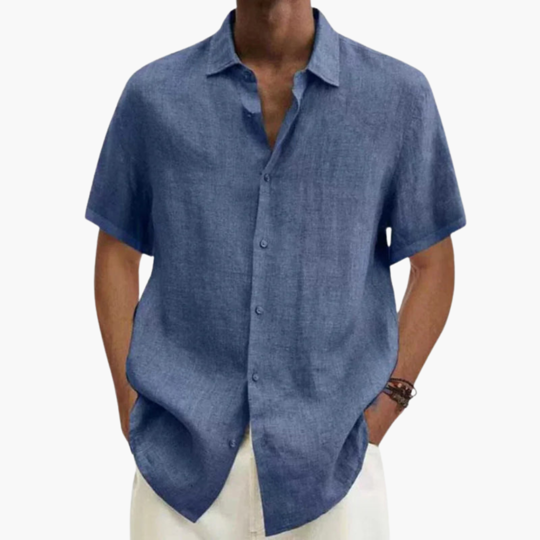 Camisa hombre | manga corta con cuello clásico y cierre frontal