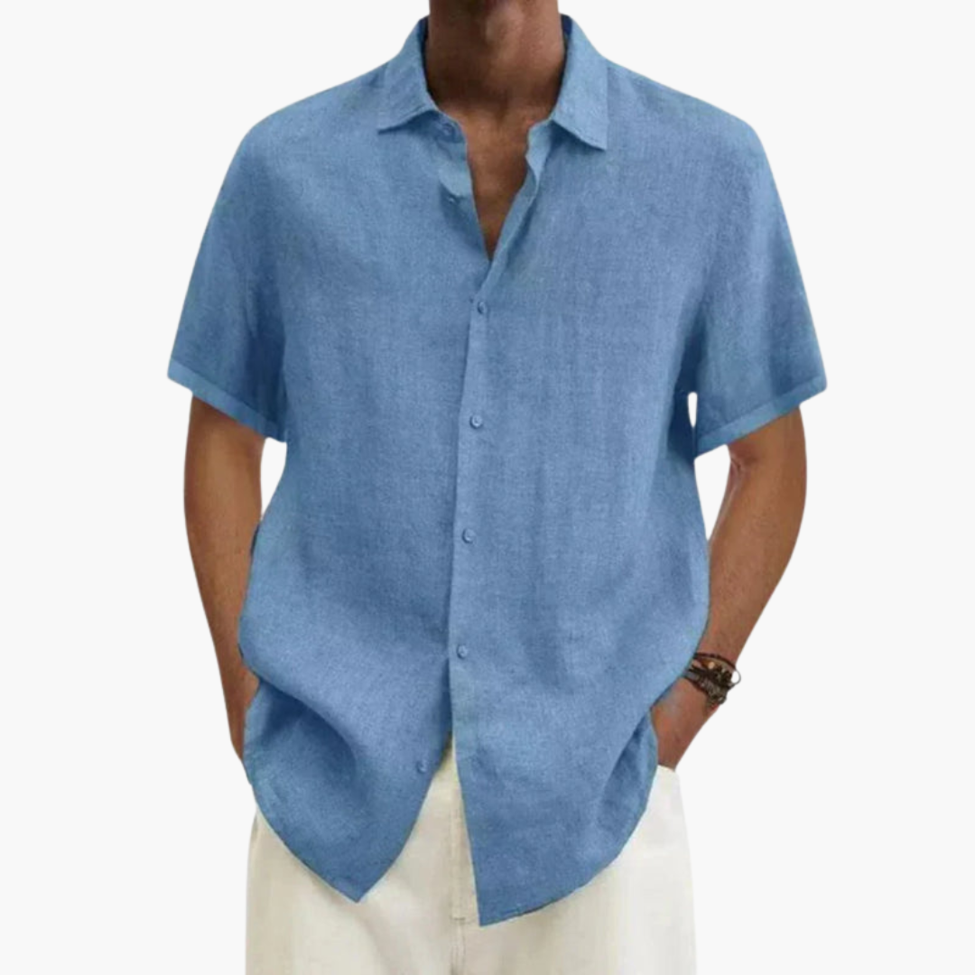 Camisa hombre | manga corta con cuello clásico y cierre frontal