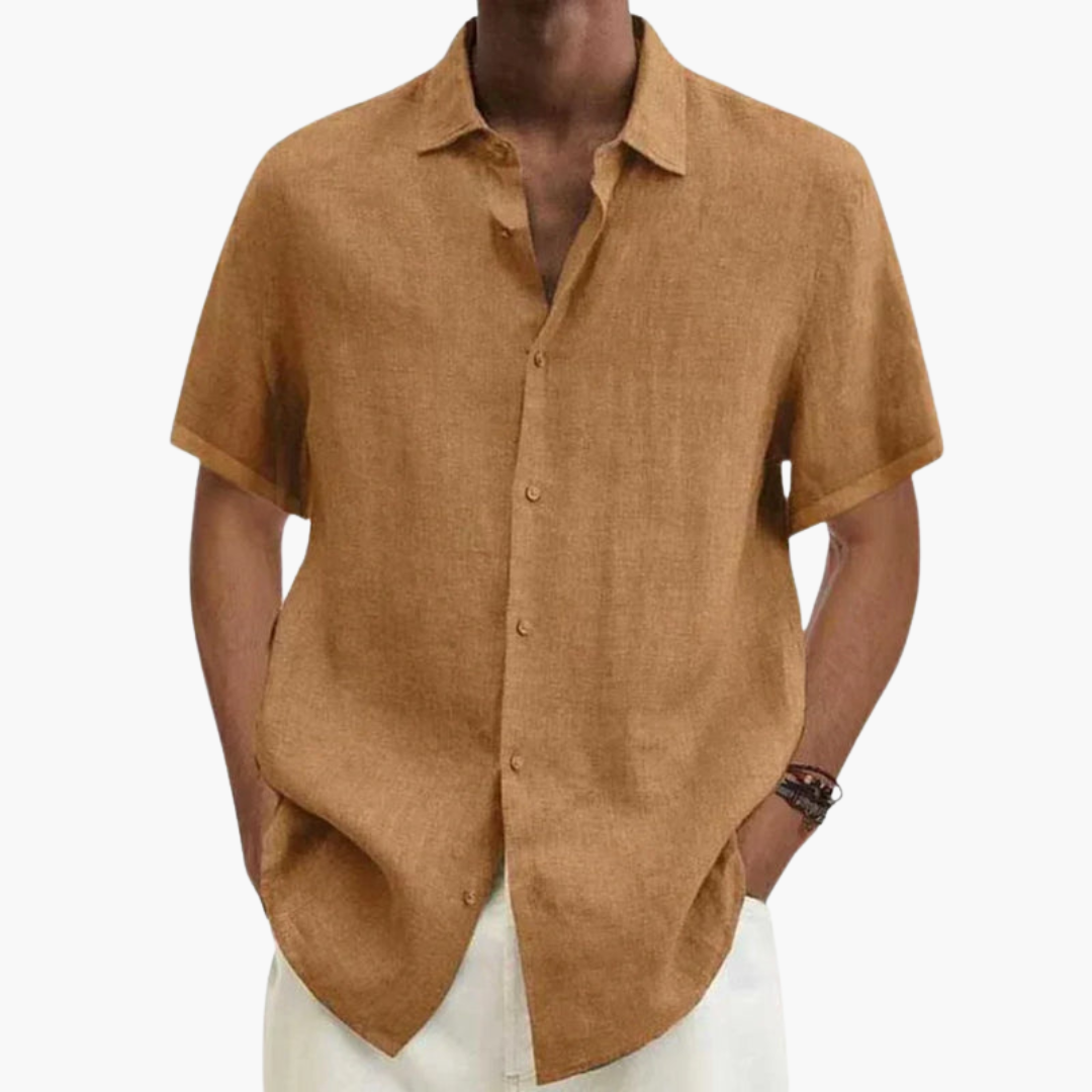 Camisa hombre | manga corta con cuello clásico y cierre frontal