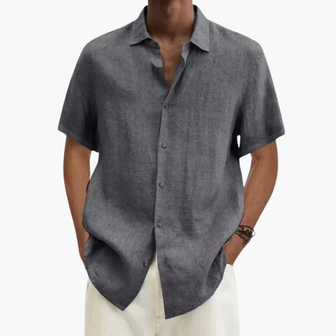 Camisa hombre | manga corta con cuello clásico y cierre frontal