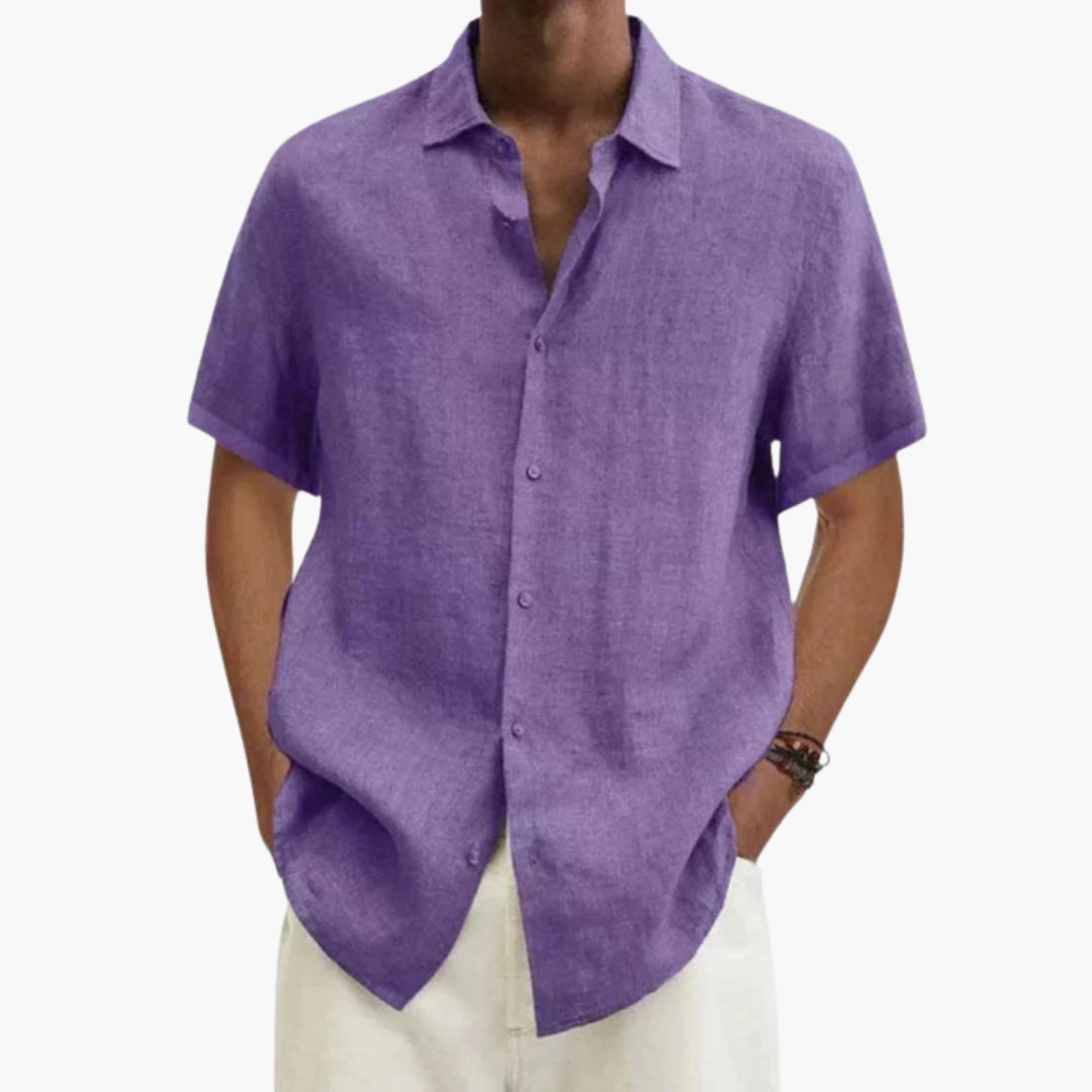 Camisa hombre | manga corta con cuello clásico y cierre frontal