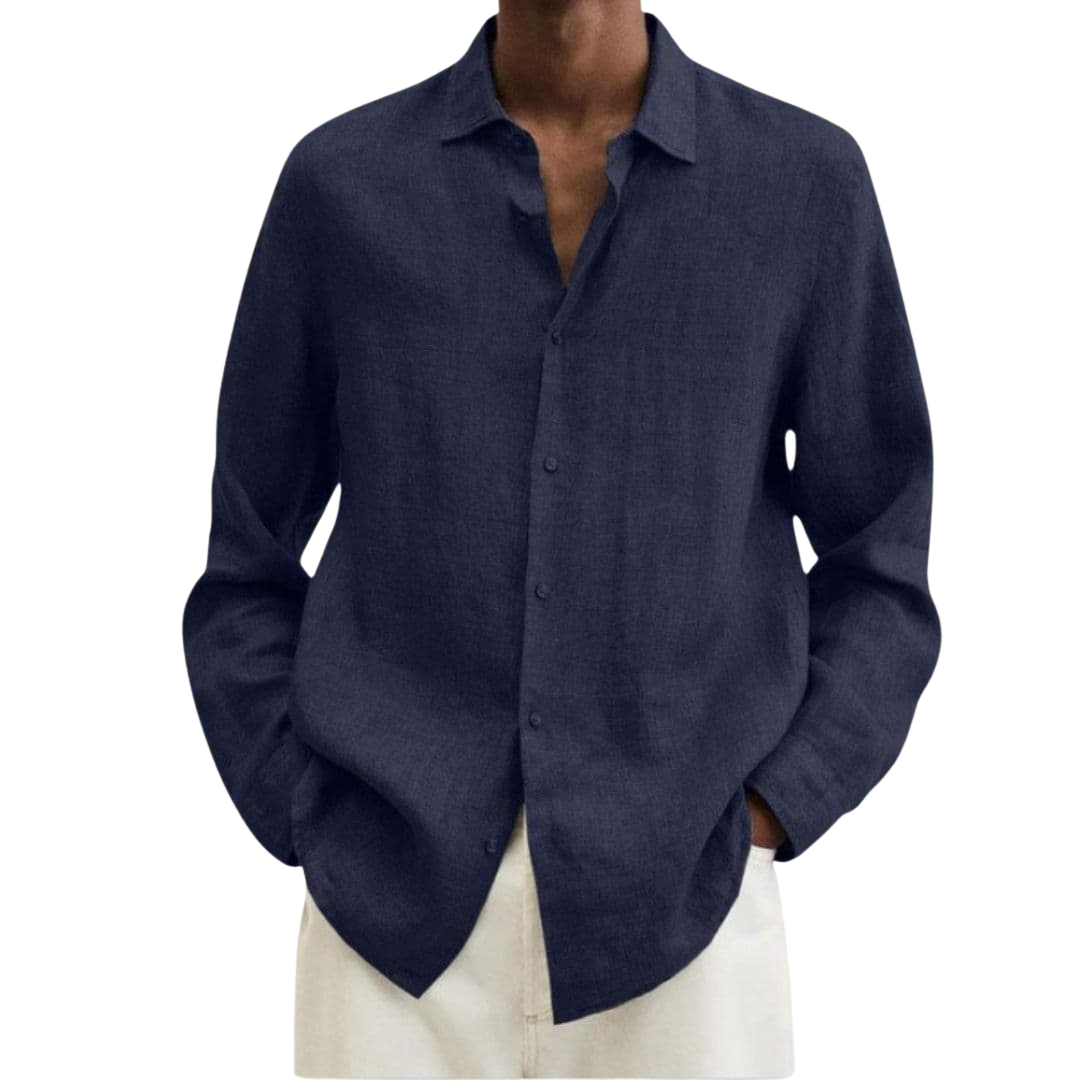 Camisa hombre | cuello clásico con cierre frontal y manga larga