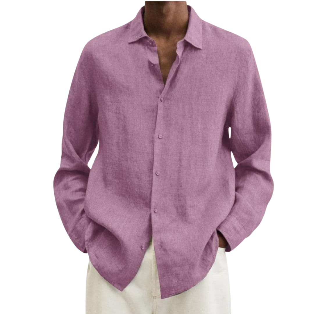 Camisa hombre | cuello clásico con cierre frontal y manga larga