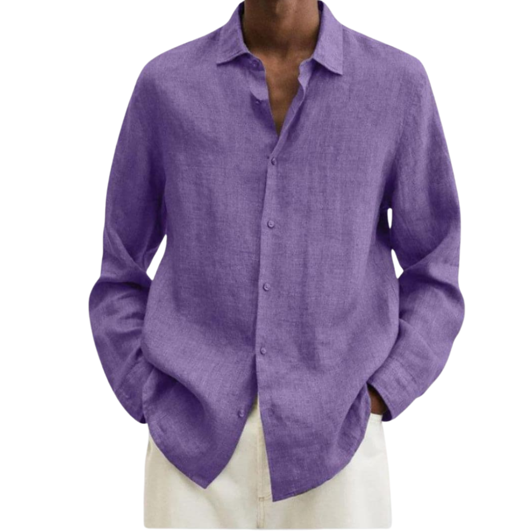 Camisa hombre | cuello clásico con cierre frontal y manga larga