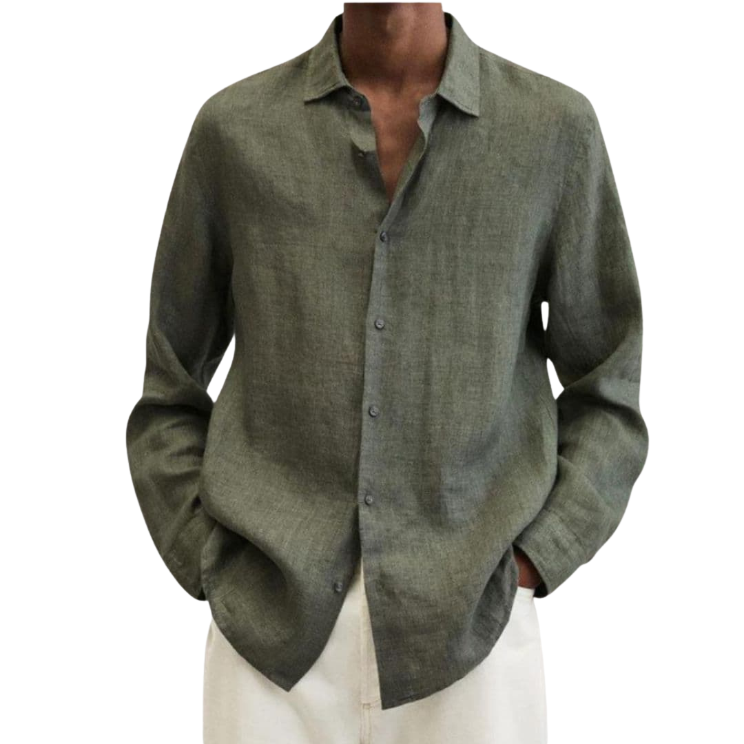 Camisa hombre | cuello clásico con cierre frontal y manga larga