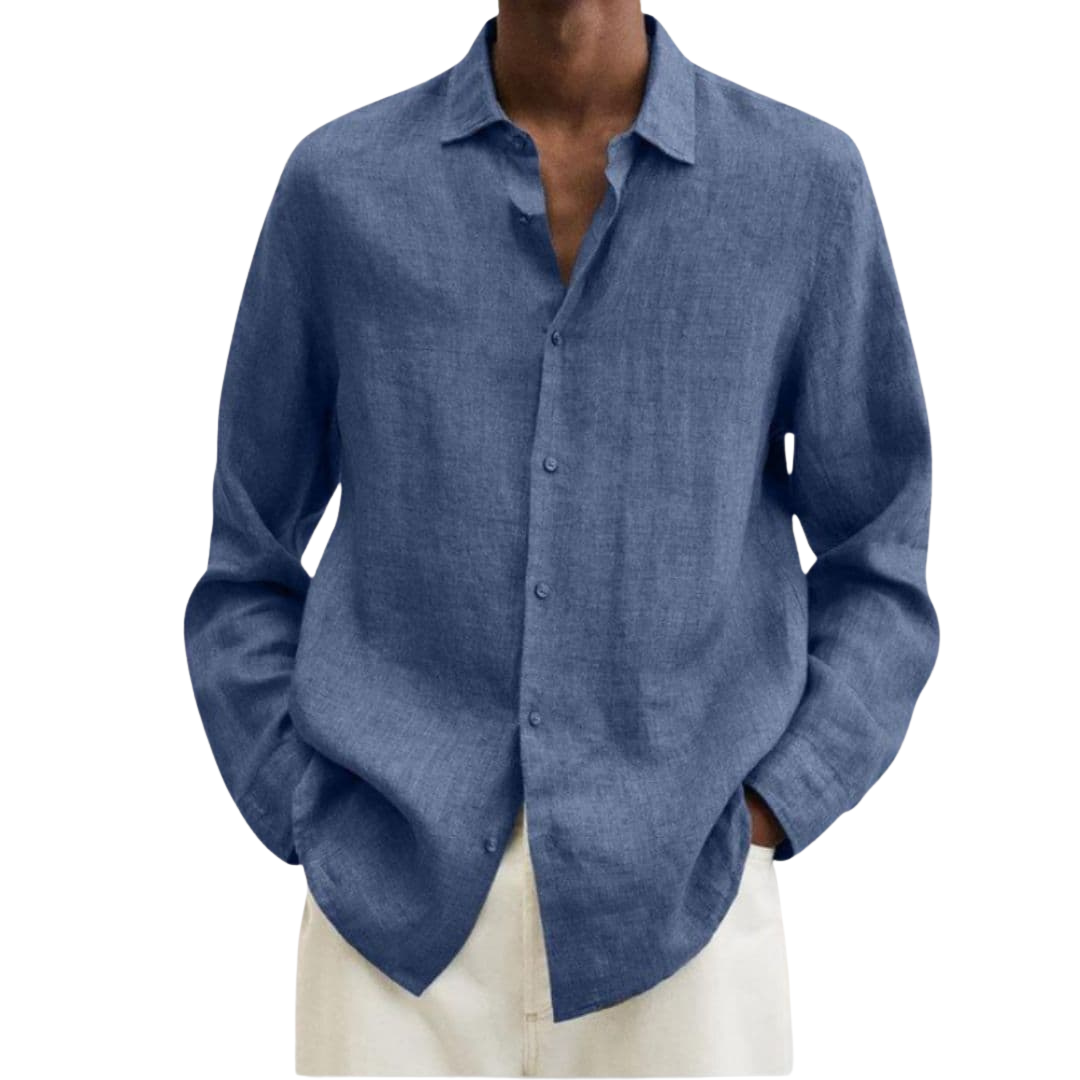 Camisa hombre | cuello clásico con cierre frontal y manga larga