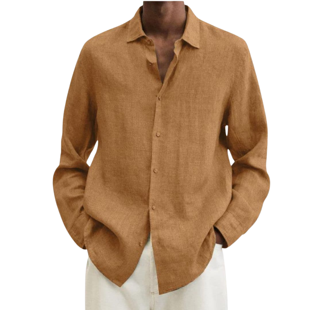 Camisa hombre | cuello clásico con cierre frontal y manga larga