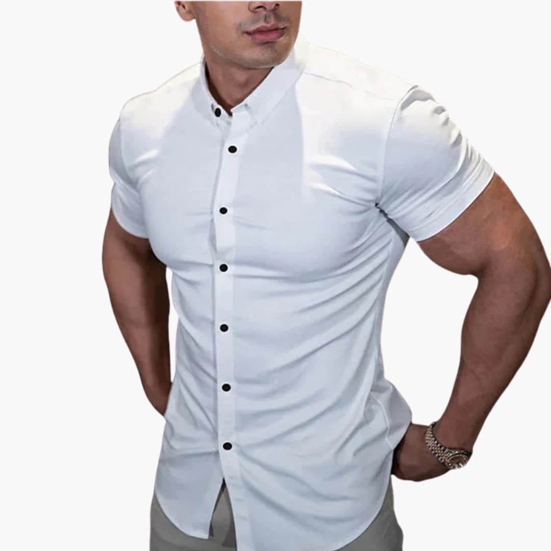 Camisa hombre | manga corta con cierre frontal y corte ajustado