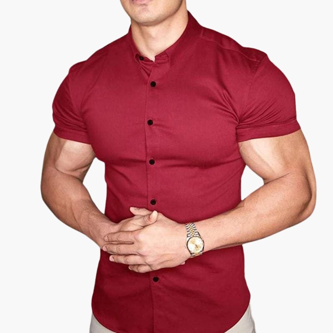Camisa hombre | manga corta con cierre frontal y corte ajustado
