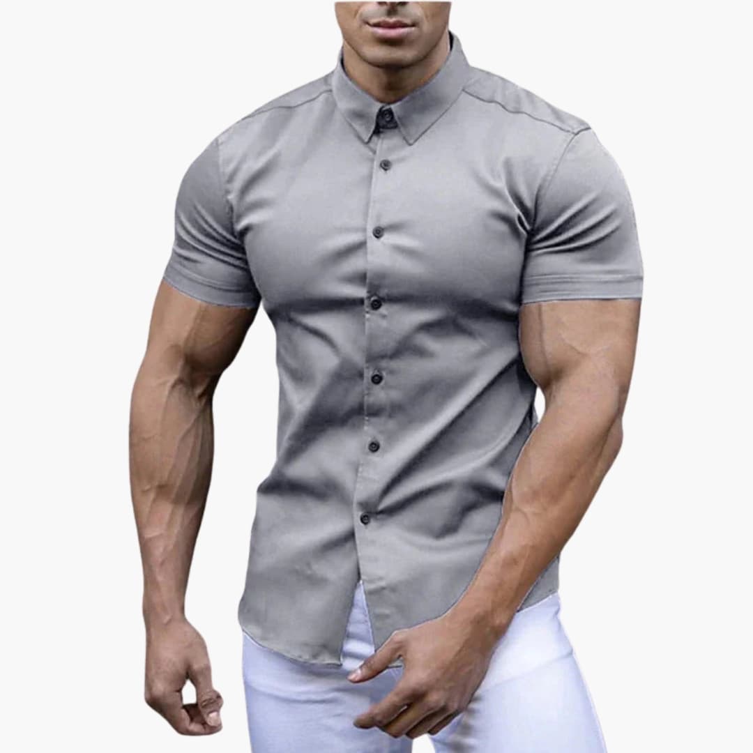 Camisa hombre | manga corta con cierre frontal y corte ajustado