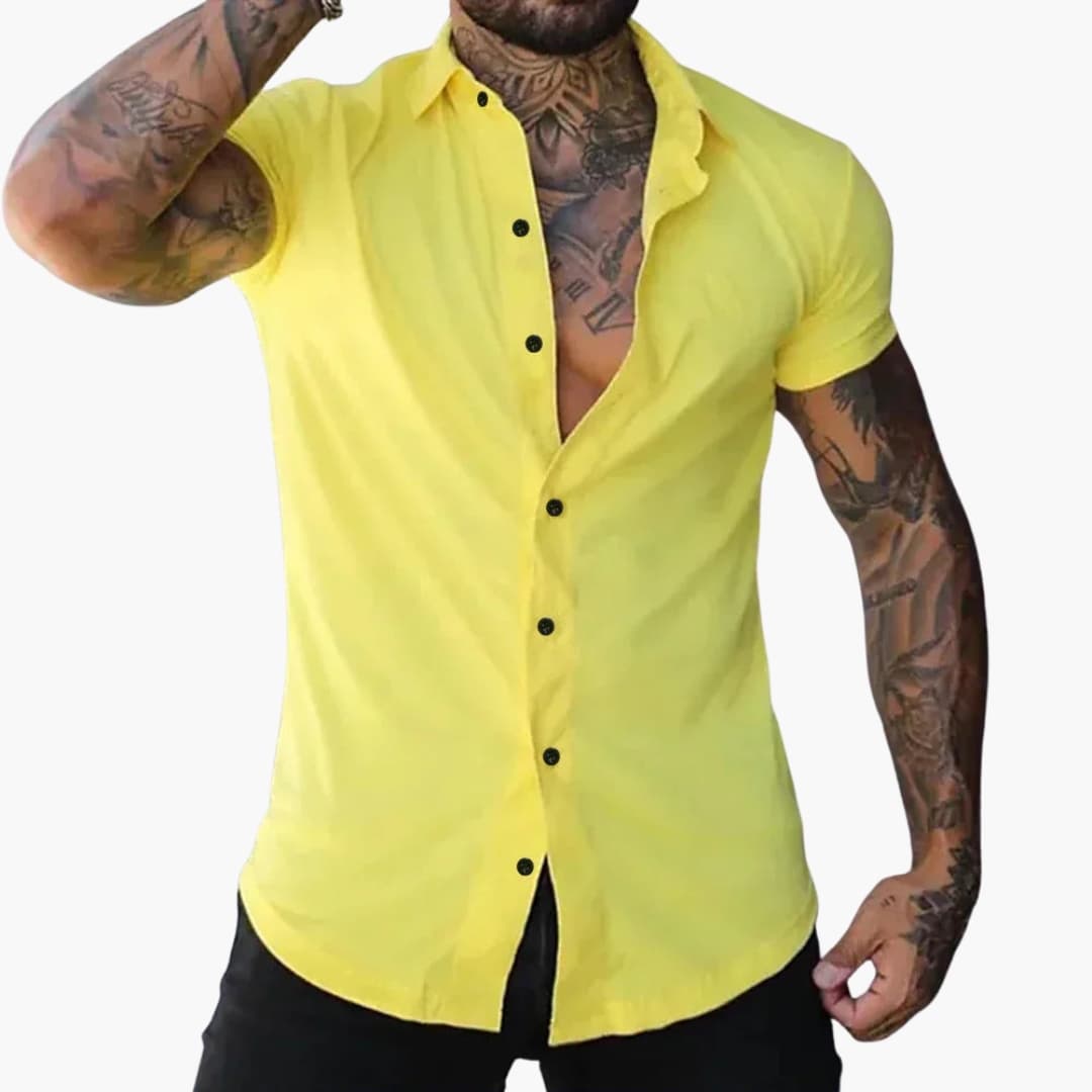 Camisa hombre | manga corta con cierre frontal y corte ajustado