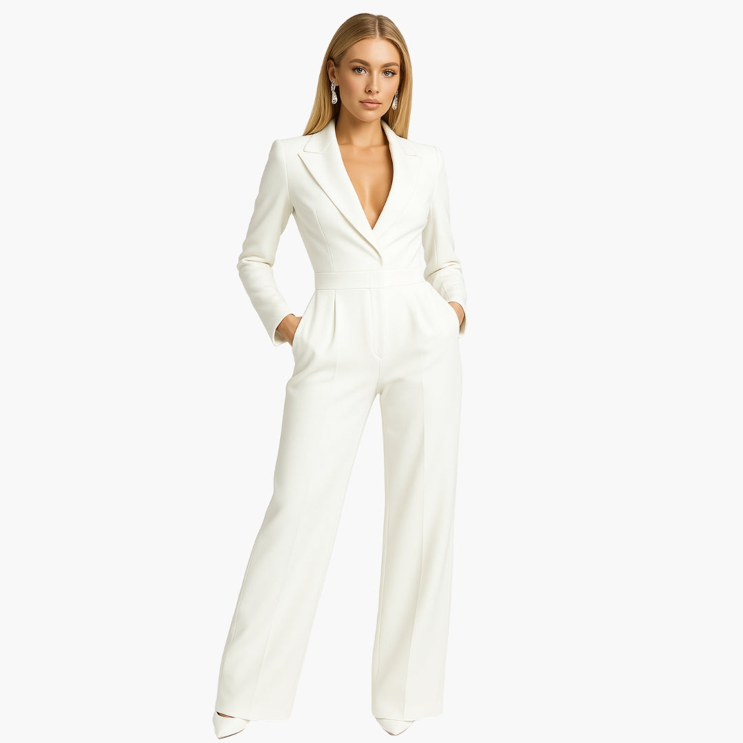 Mono mujer | diseño cruzado con cuello solapa y manga larga