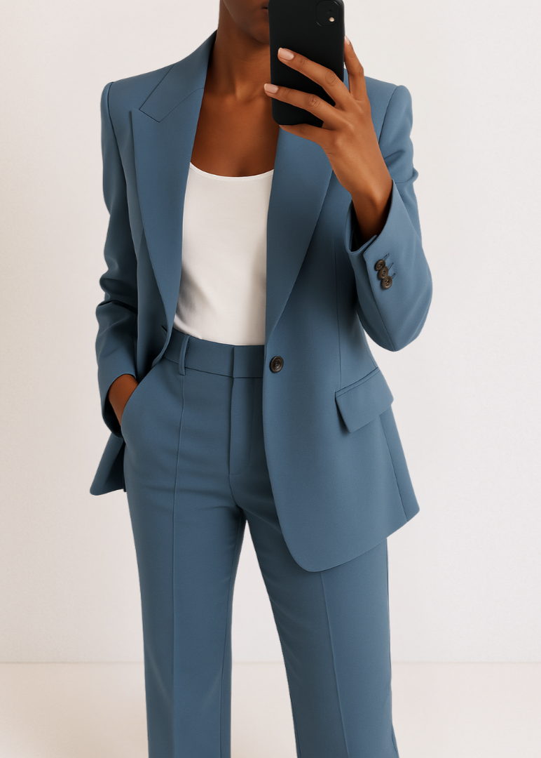 Conjunto mujer | blazer con solapas y pantalón recto